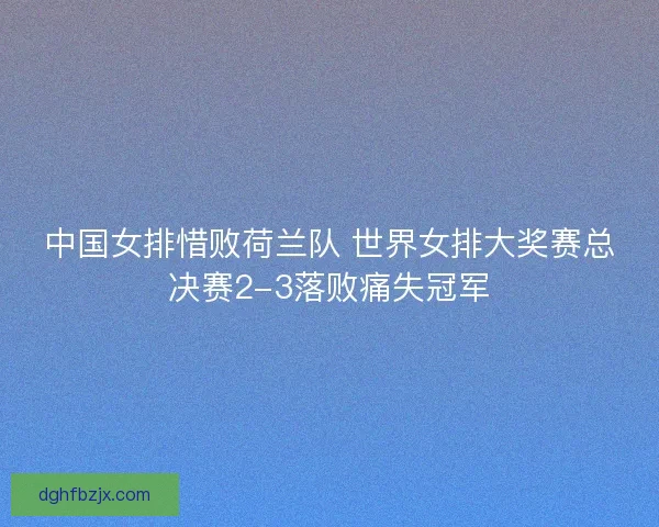 中国女排惜败荷兰队 世界女排大奖赛总决赛2-3落败痛失冠军